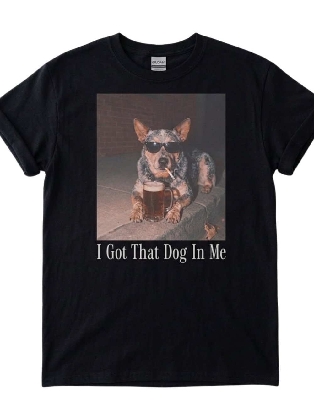 Gildan Black cute dog Graphic Tee
